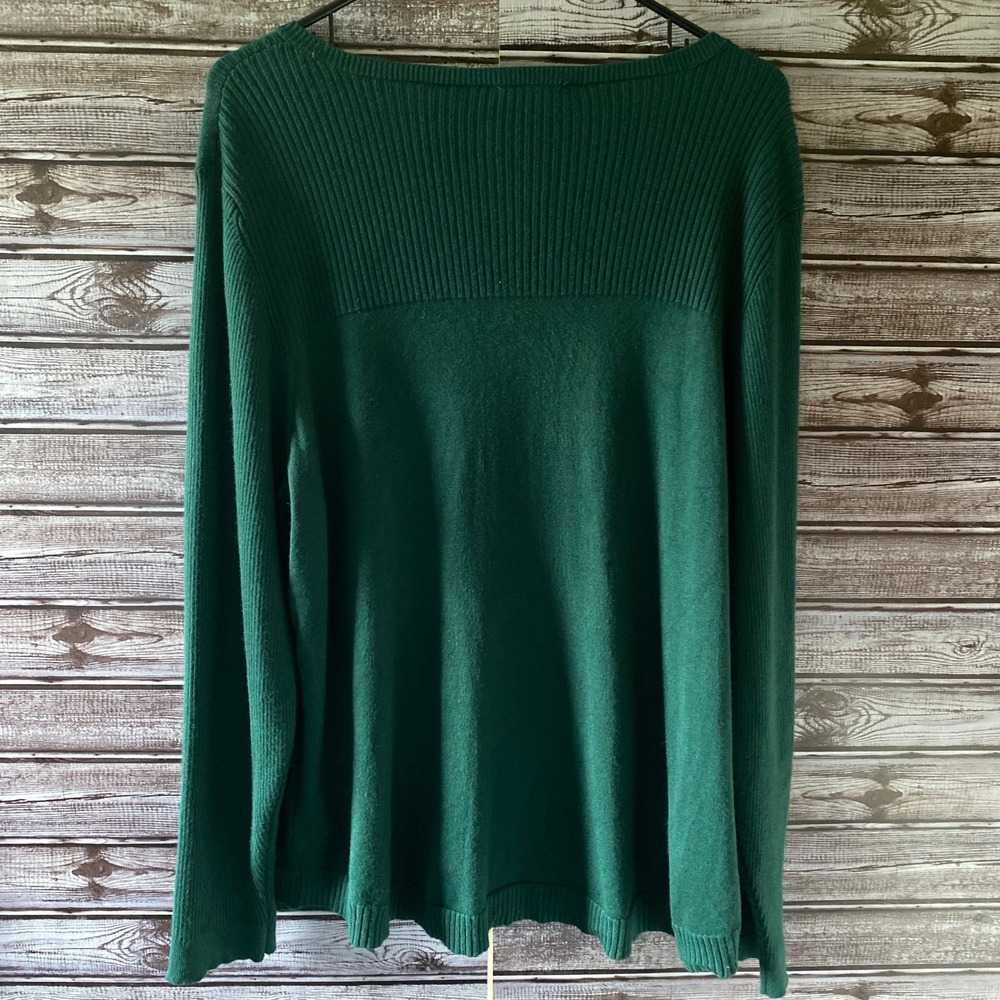Cable & Gauge Women's Long-Sleeved Sweater Size 1X Green Pullover - Picture 2 of 4